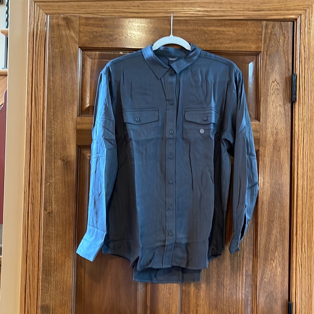 Eddie Bauer long sleeved blouse. Very soft to the touch! Dark Smoke grey
